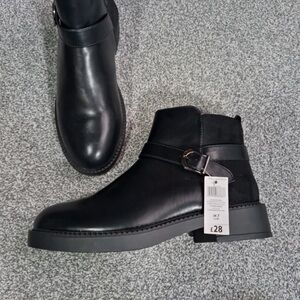 Sleek Black Ankle Combat Boots